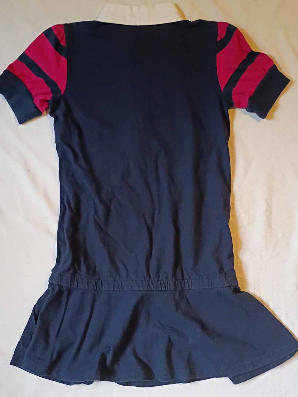 Ralph Lauren Navy Tunic Dress with Pink Striped Sleeves